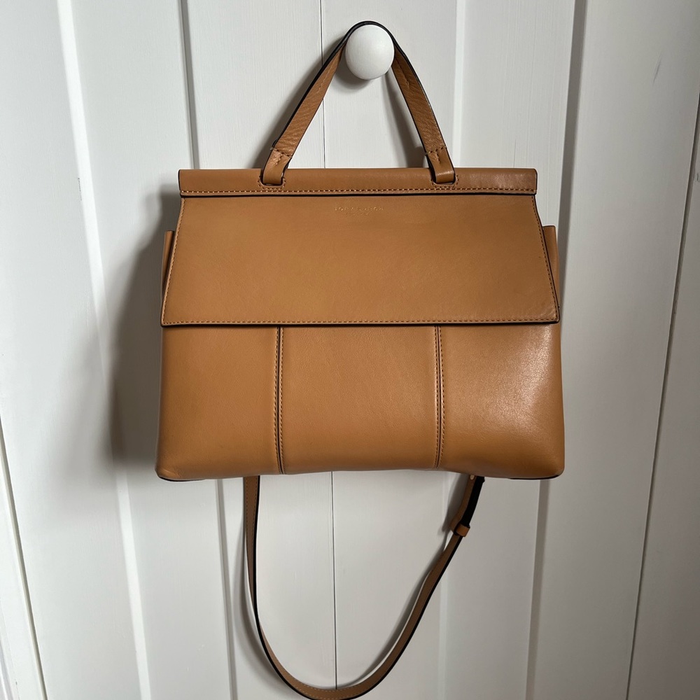 Tory Burch Block T Satchel in Tan
